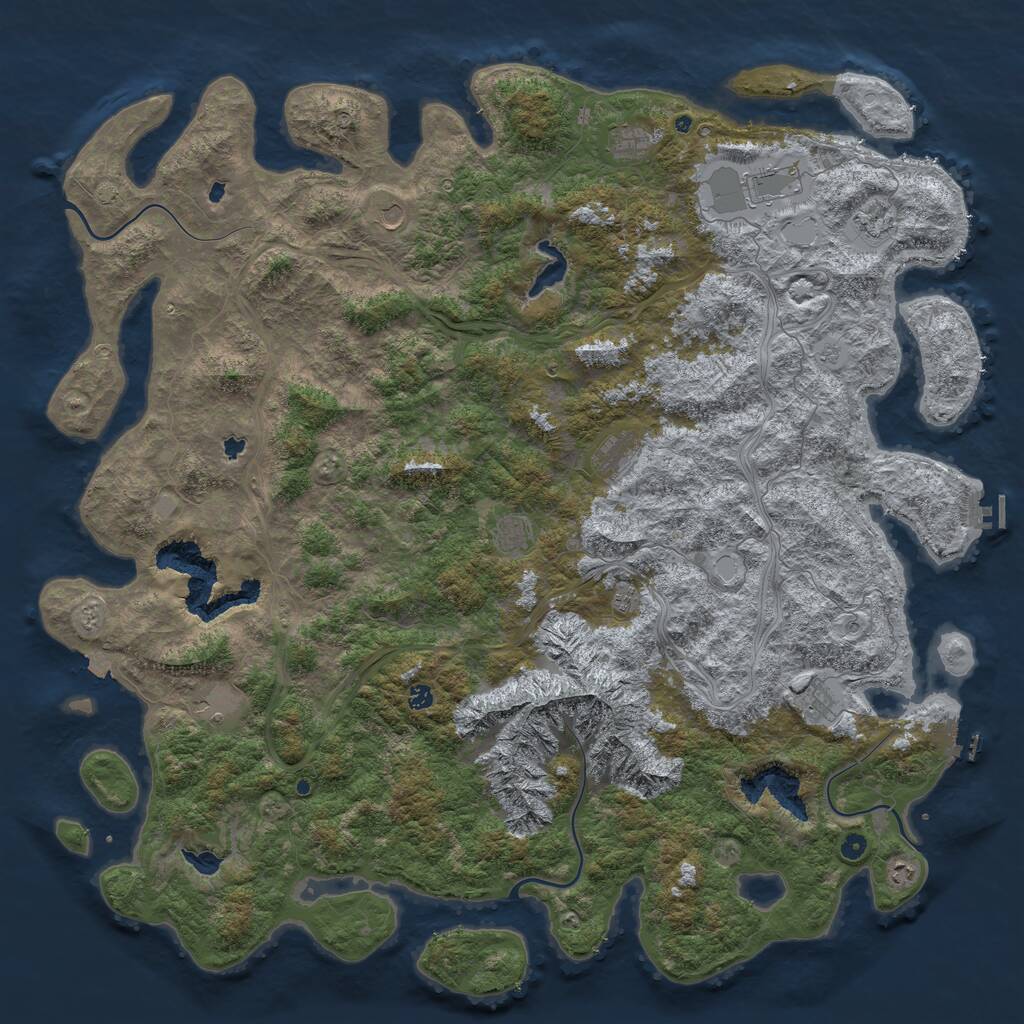 Rust Map: Procedural Map, Size: 6000, Seed: 200000005, 17 Monuments