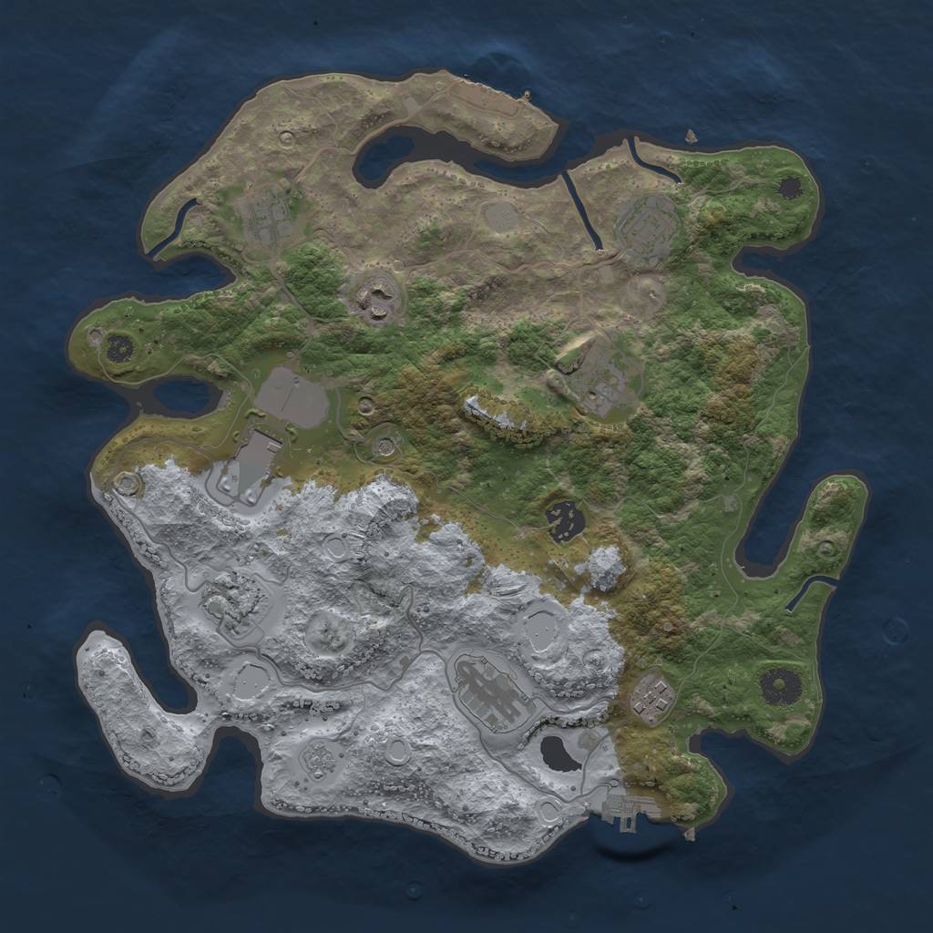 Rust Map: Procedural Map, Size: 3500, Seed: 288793745, 16 Monuments