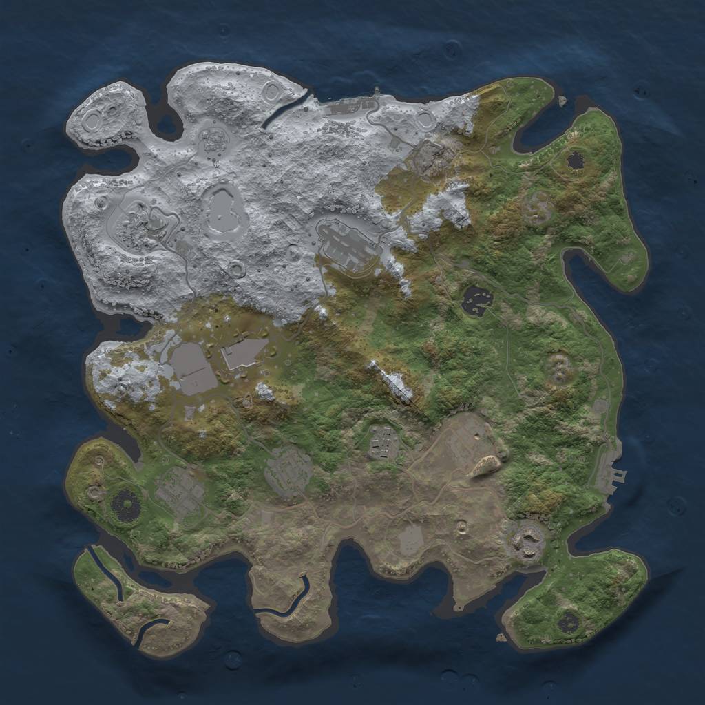 Rust Map: Procedural Map, Size: 3500, Seed: 2000531382, 17 Monuments
