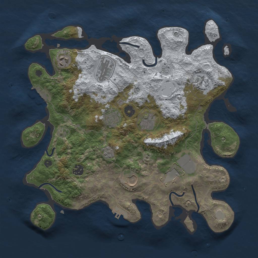 Rust Map: Procedural Map, Size: 3500, Seed: 503014105, 18 Monuments