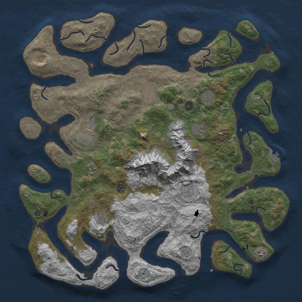 Rust Map: Procedural Map, Size: 5000, Seed: 96454233, 18 Monuments