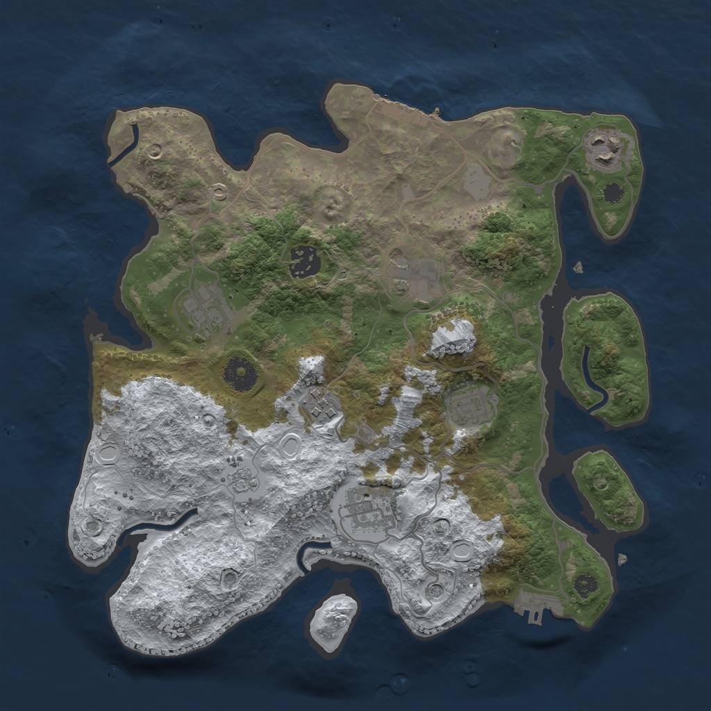 Rust Map: Procedural Map, Size: 3200, Seed: 82251, 16 Monuments