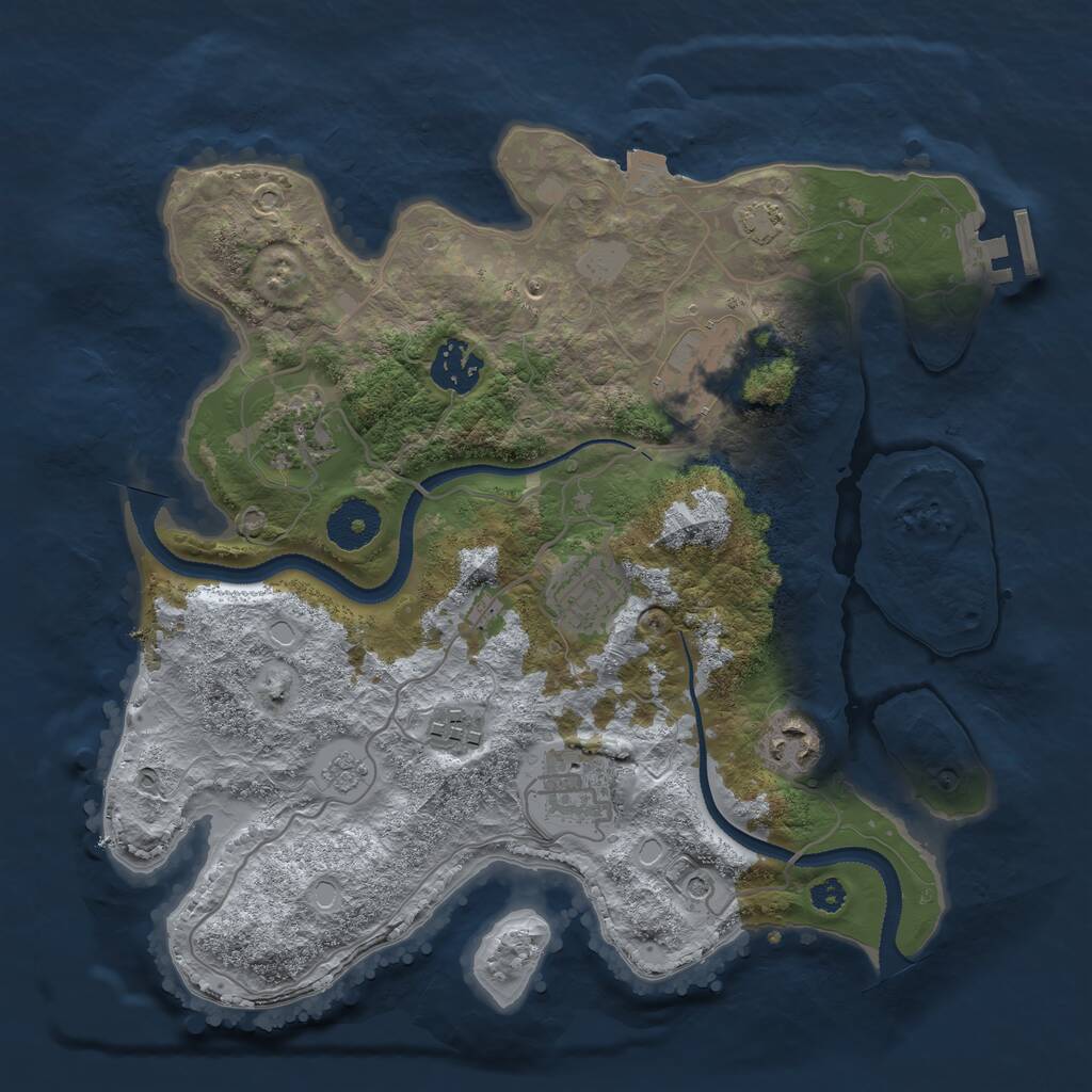 Rust Map: Procedural Map, Size: 3200, Seed: 82251, 12 Monuments