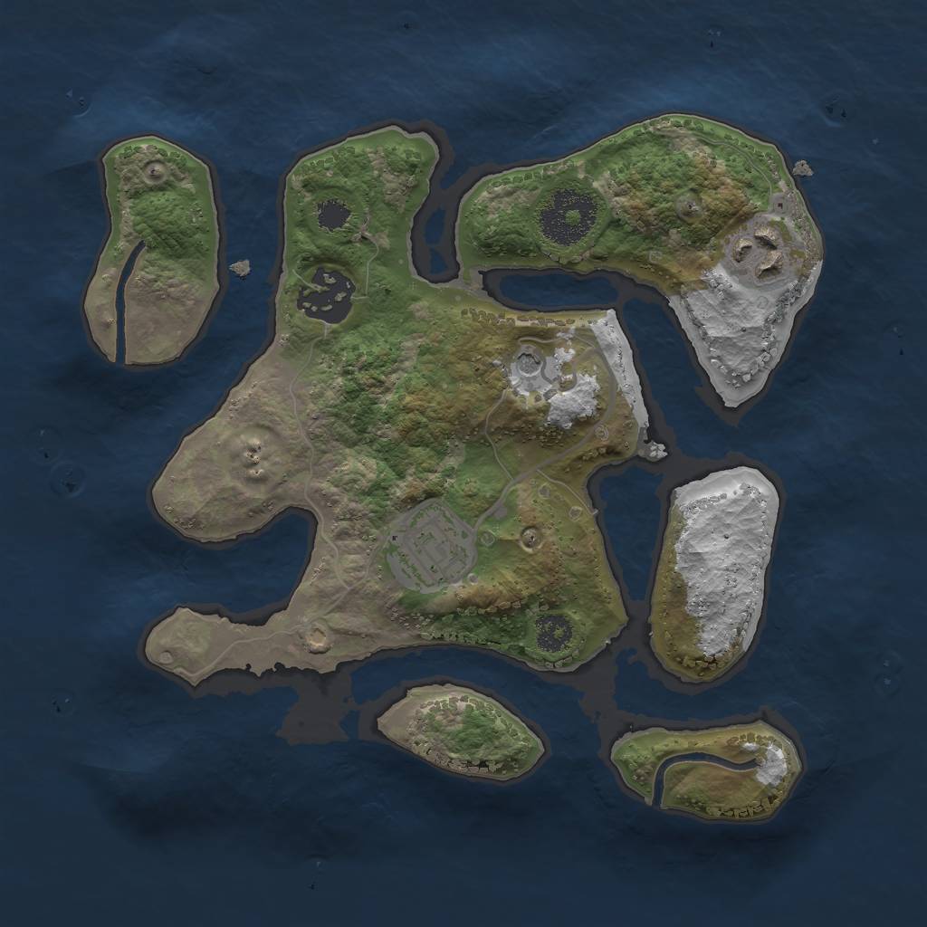 Rust Map: Procedural Map, Size: 2500, Seed: 458712, 6 Monuments