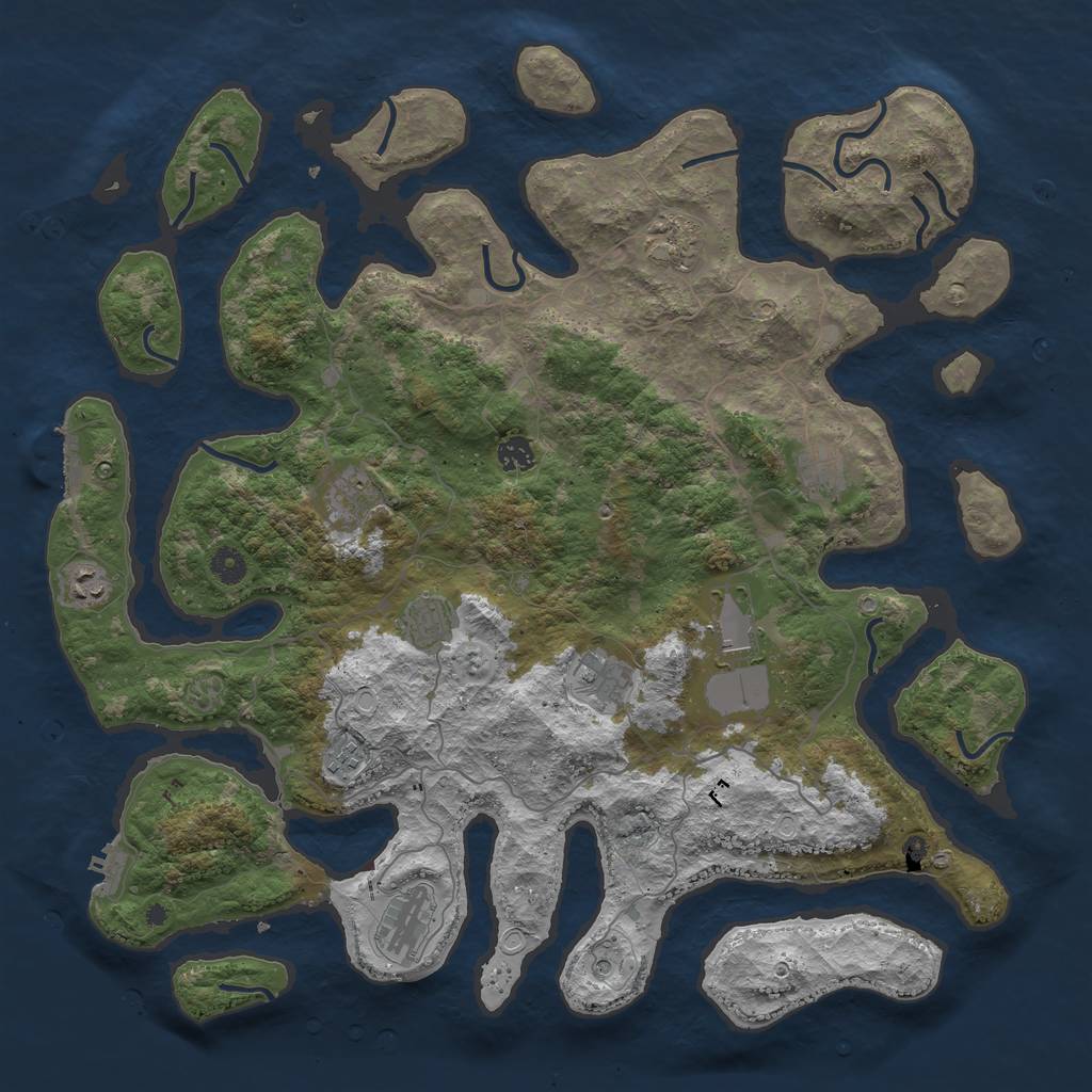 Rust Map: Procedural Map, Size: 4500, Seed: 390264, 18 Monuments