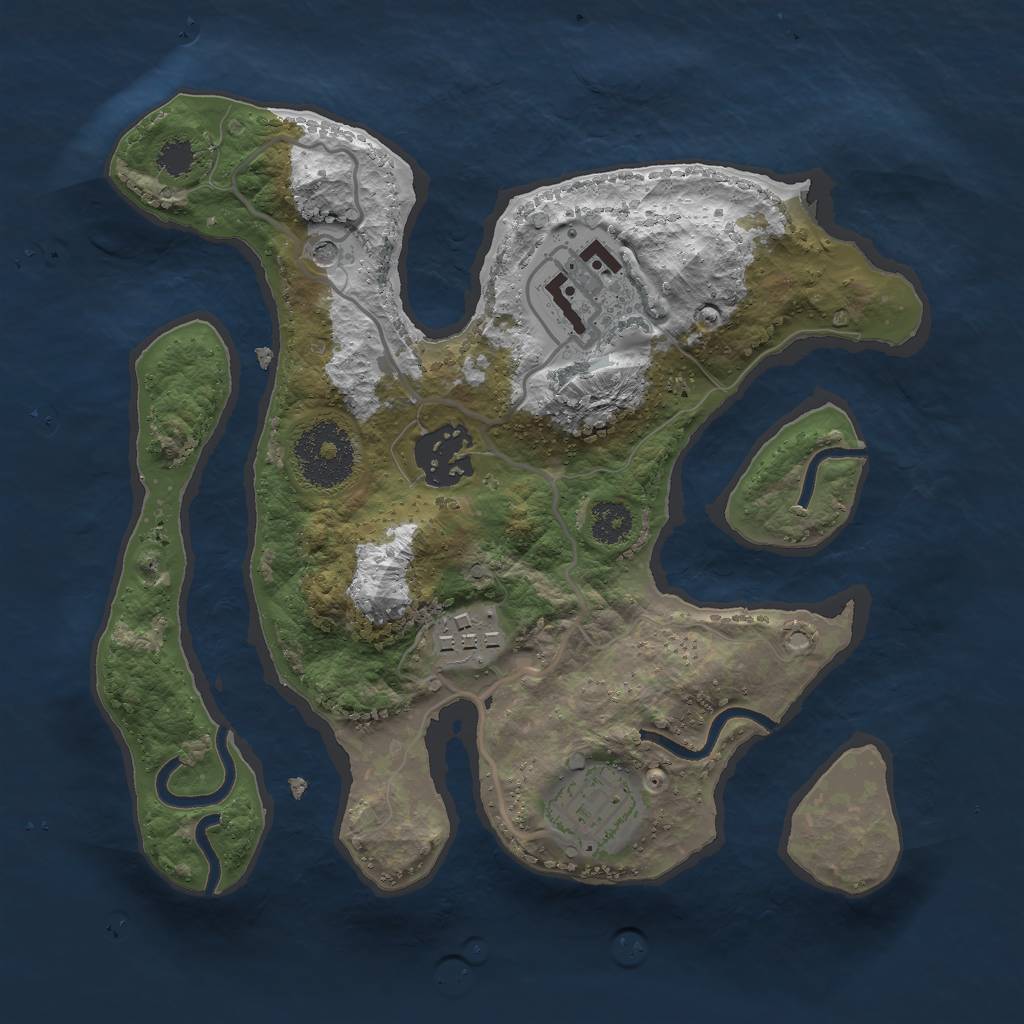 Rust Map: Procedural Map, Size: 2500, Seed: 1202594080, 7 Monuments