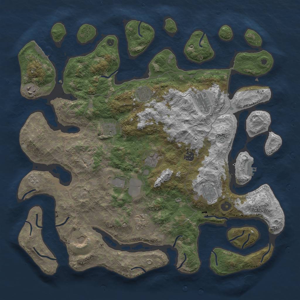 Rust Map: Procedural Map, Size: 4500, Seed: 1392350203, 16 Monuments