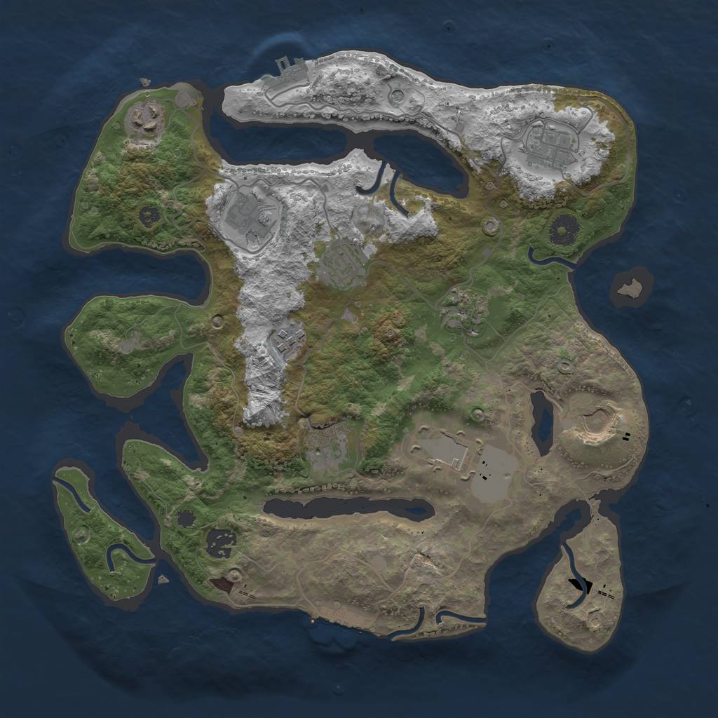 Rust Map: Procedural Map, Size: 3500, Seed: 1885848710, 15 Monuments