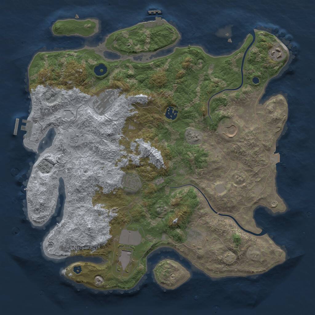 Rust Map: Procedural Map, Size: 3850, Seed: 1112129930, 14 Monuments