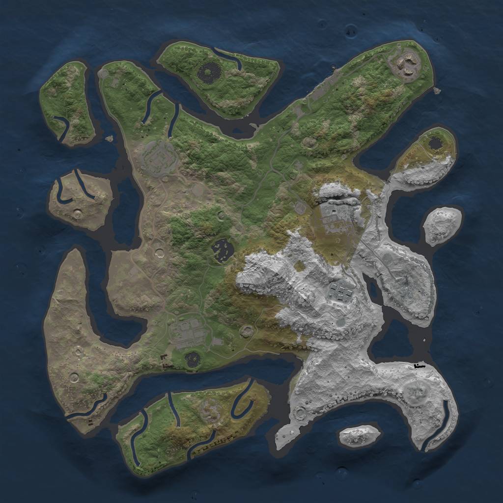 Rust Map: Procedural Map, Size: 3386, Seed: 123756, 10 Monuments