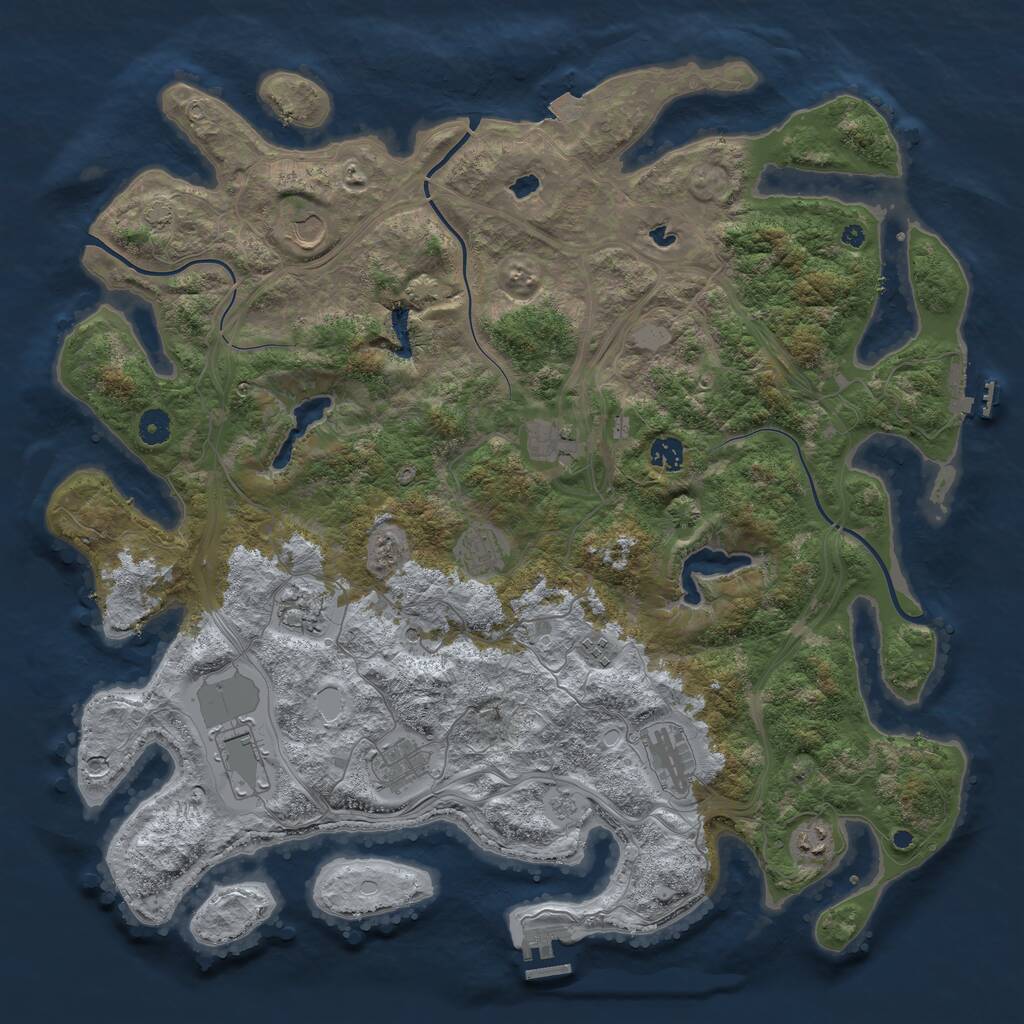 Rust Map: Procedural Map, Size: 4500, Seed: 127811, 16 Monuments