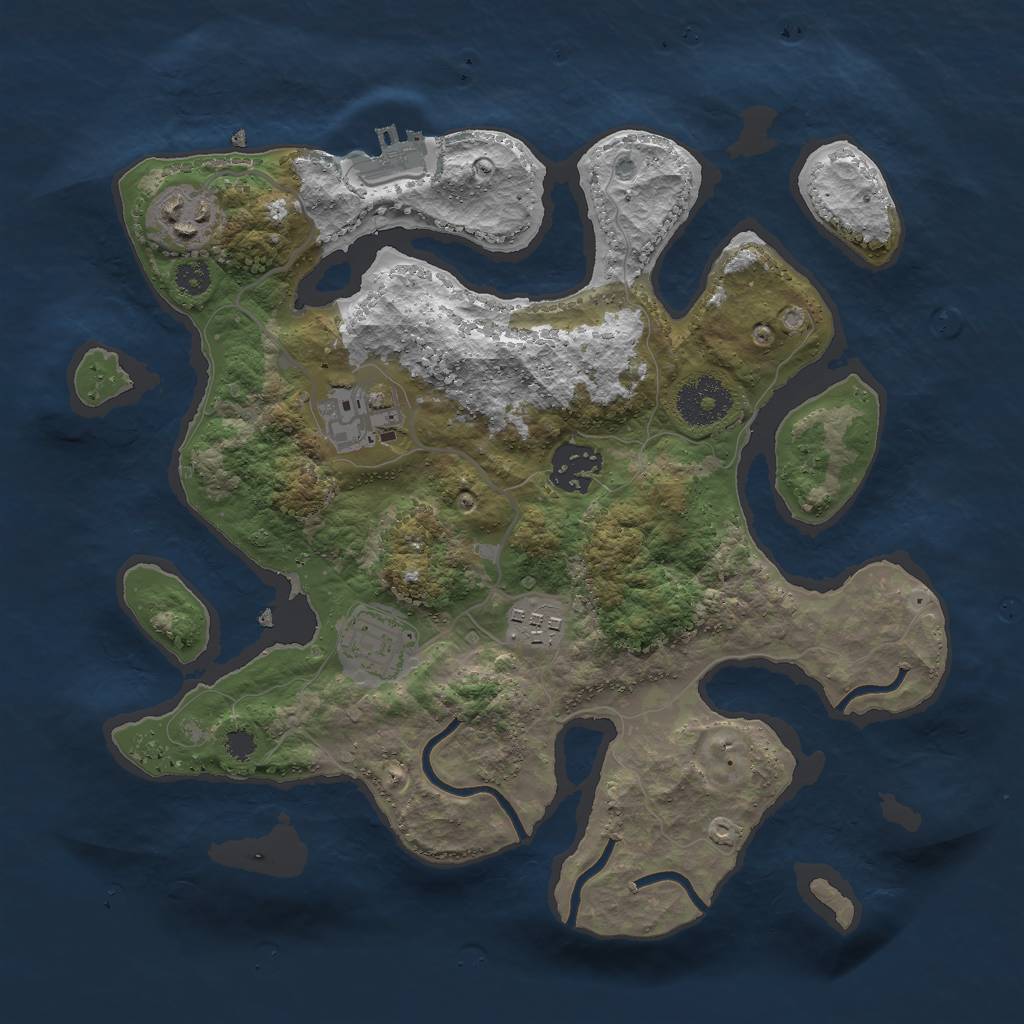 Rust Map: Procedural Map, Size: 3000, Seed: 391861299, 8 Monuments