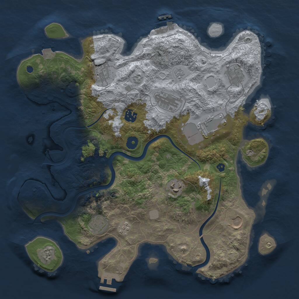 Rust Map: Procedural Map, Size: 3600, Seed: 360041, 15 Monuments
