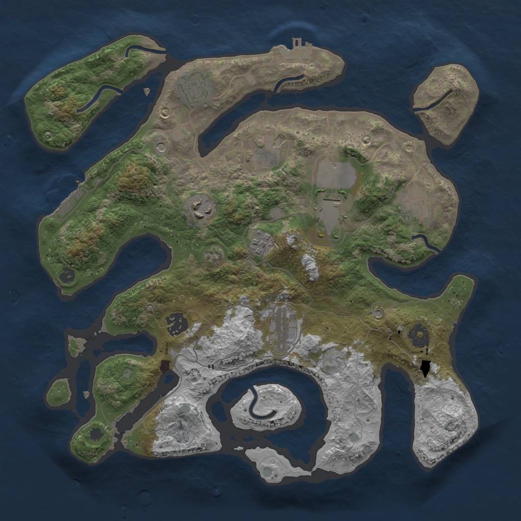 Rust Map: Procedural Map, Size: 3500, Seed: 2320, 13 Monuments