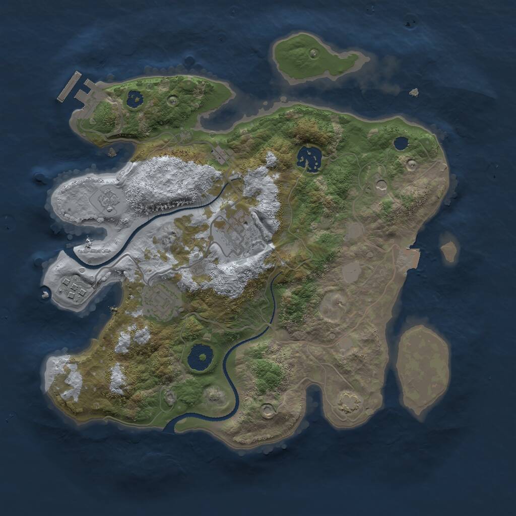 Rust Map: Procedural Map, Size: 3000, Seed: 453287, 9 Monuments