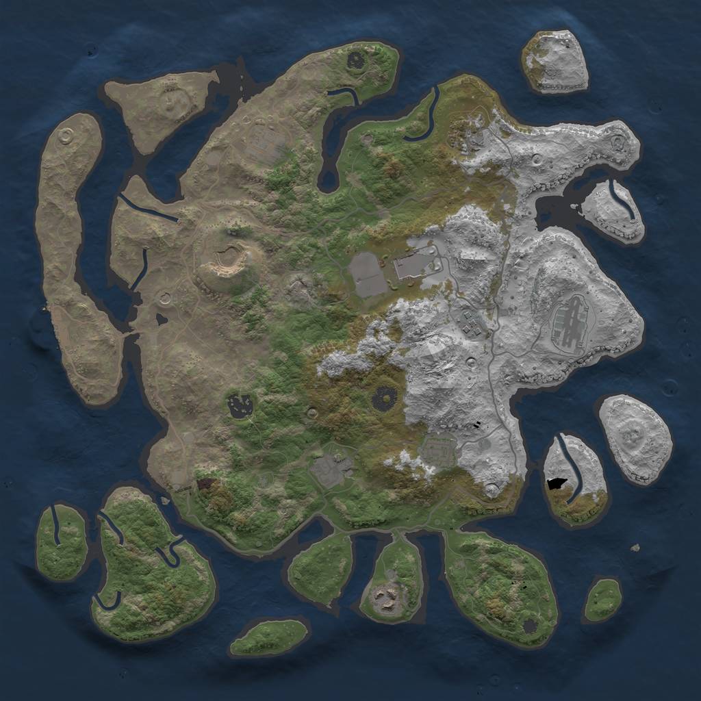 Rust Map: Procedural Map, Size: 4096, Seed: 126039873, 14 Monuments