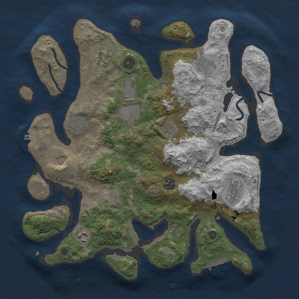 Rust Map: Procedural Map, Size: 3750, Seed: 2014085757, 15 Monuments