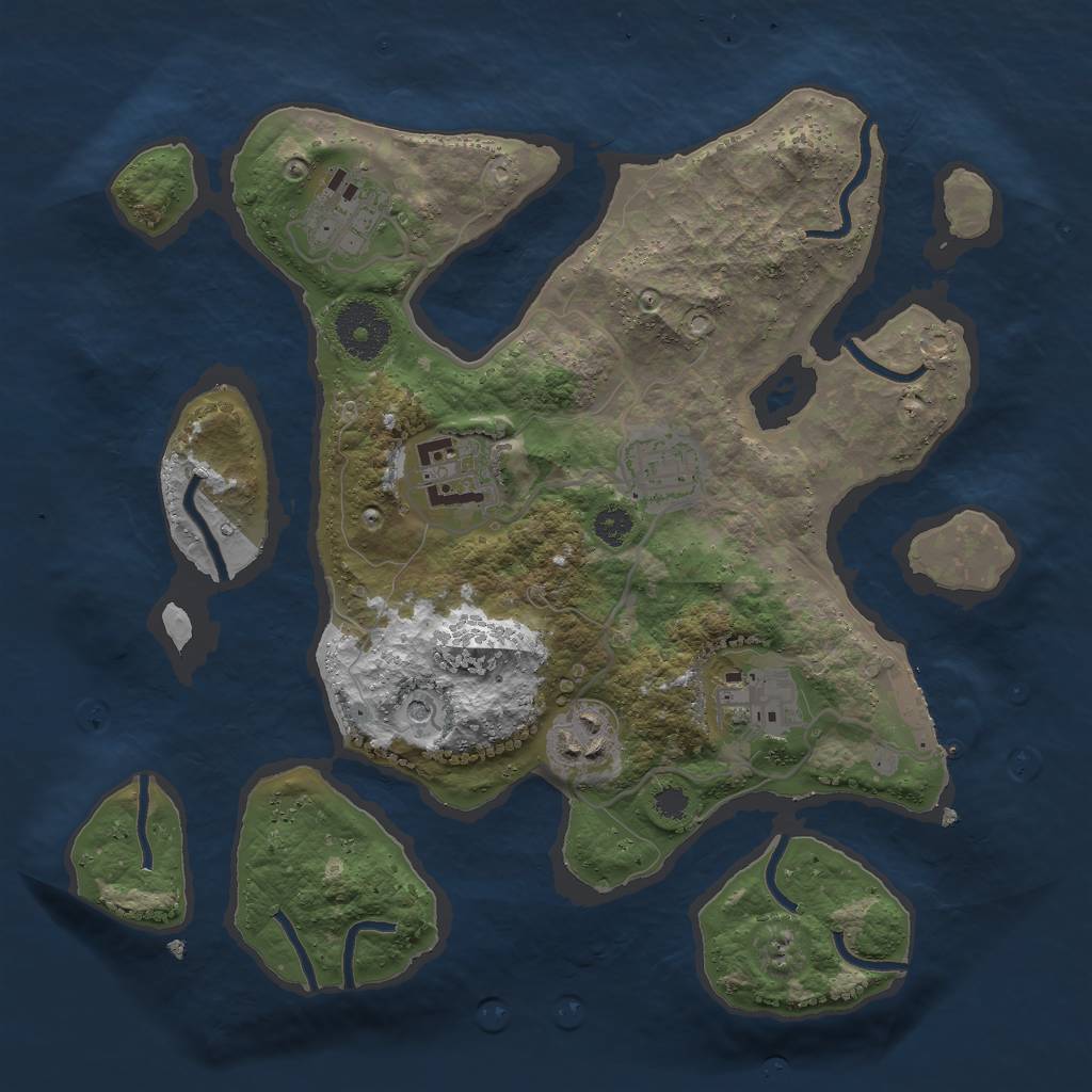 Rust Map: Procedural Map, Size: 3000, Seed: 571162437, 9 Monuments