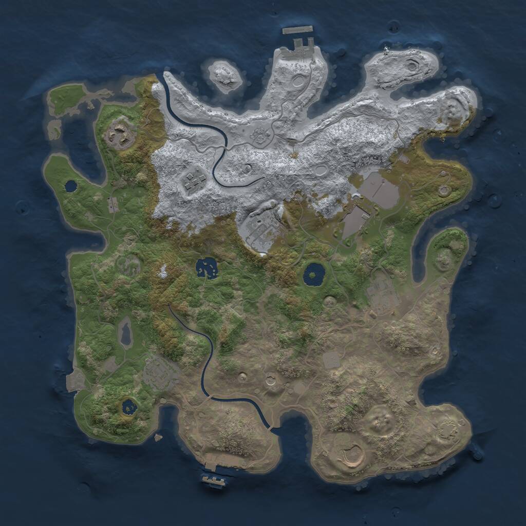 Rust Map: Procedural Map, Size: 3500, Seed: 48837, 14 Monuments