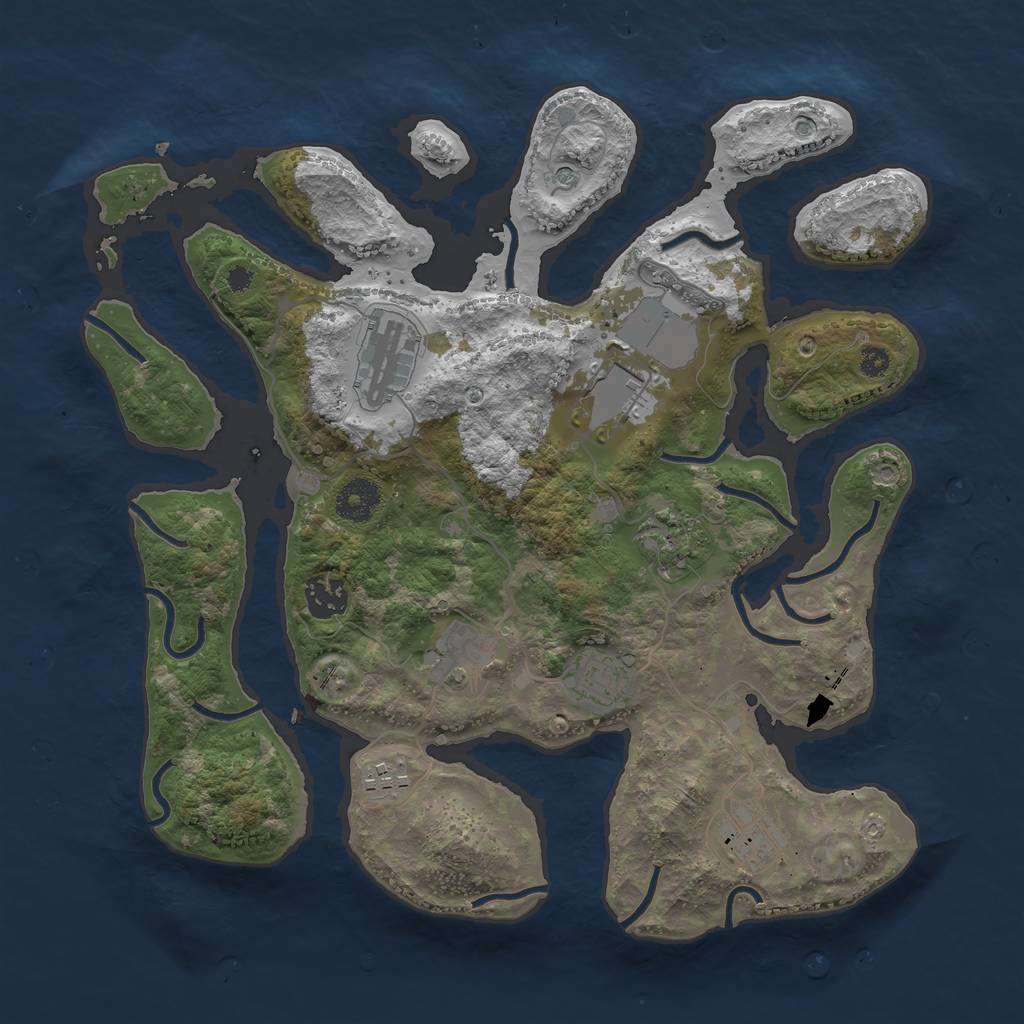 Rust Map: Procedural Map, Size: 3500, Seed: 48837, 11 Monuments