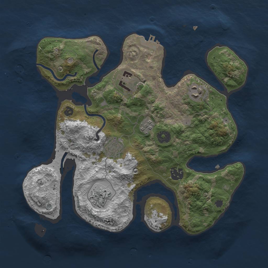 Rust Map: Procedural Map, Size: 3000, Seed: 1050, 9 Monuments