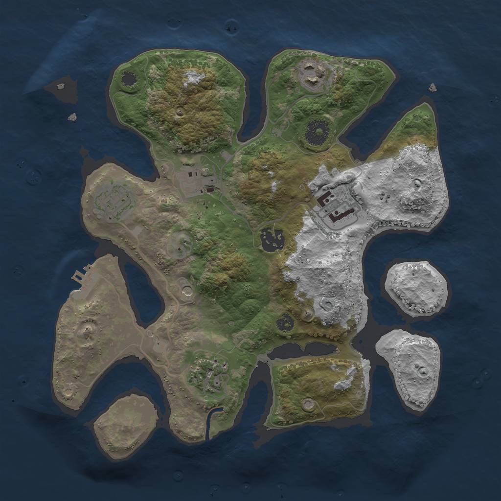 Rust Map: Procedural Map, Size: 3000, Seed: 343749056, 10 Monuments