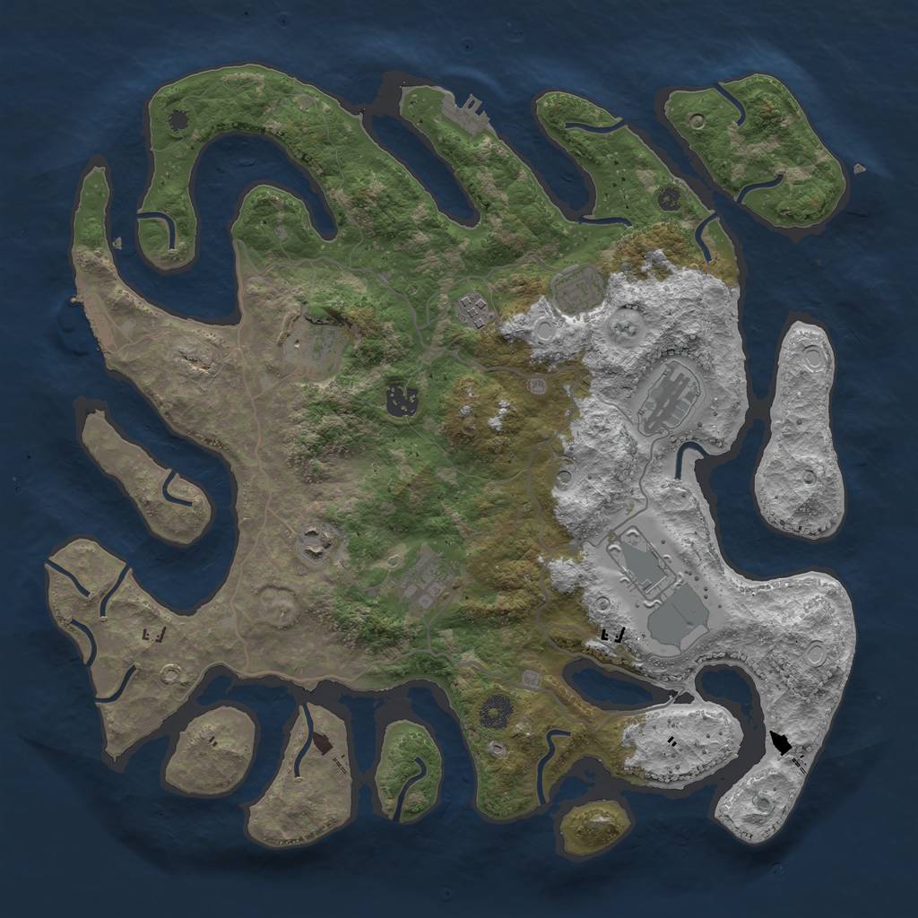 Rust Map: Procedural Map, Size: 4000, Seed: 696628, 16 Monuments