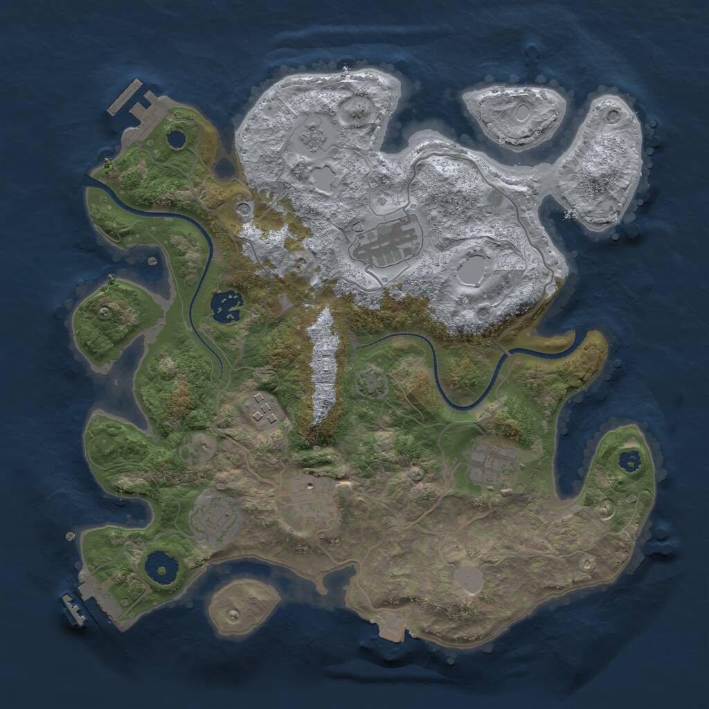Rust Map: Procedural Map, Size: 3223, Seed: 13825, 12 Monuments