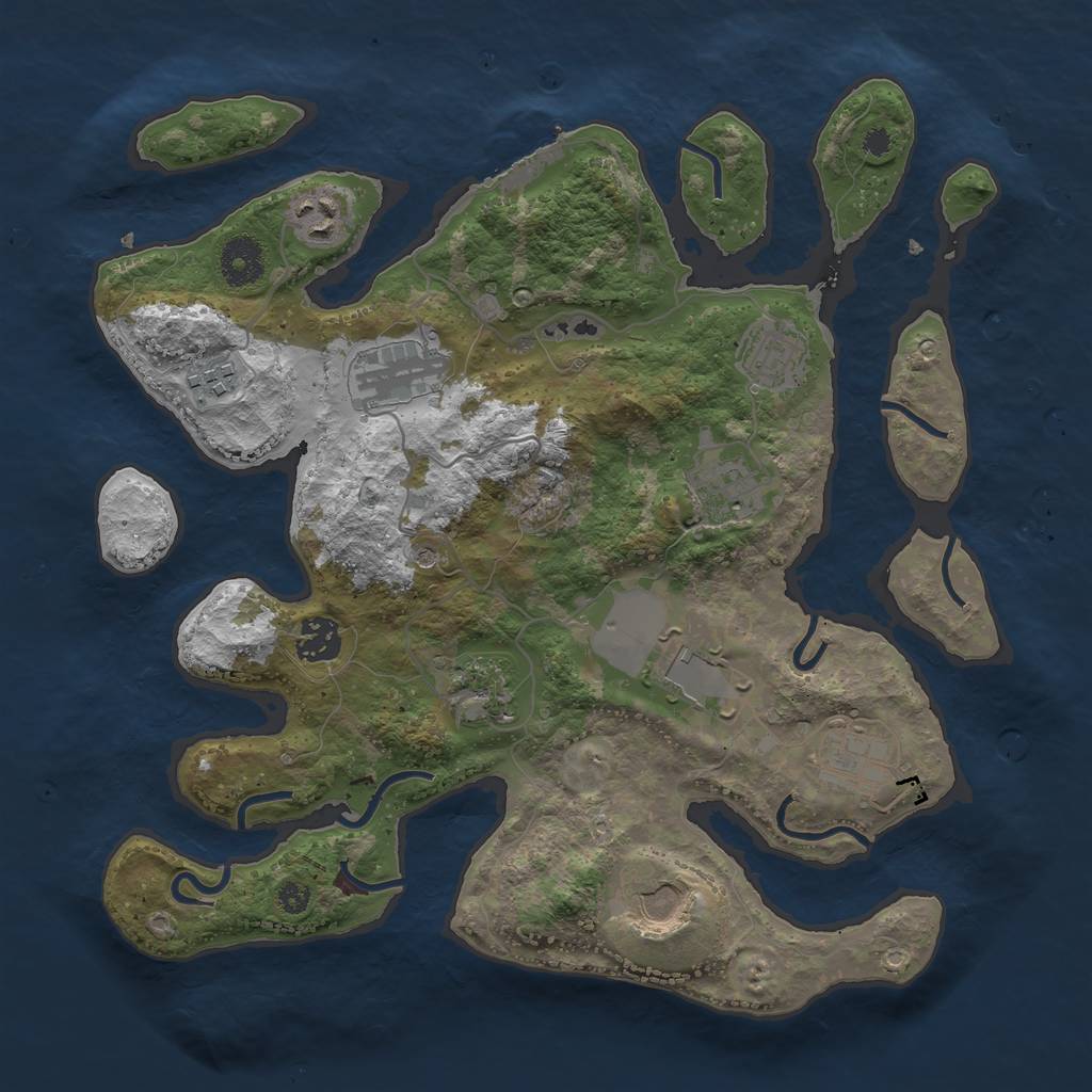 Rust Map: Procedural Map, Size: 3500, Seed: 485972, 14 Monuments