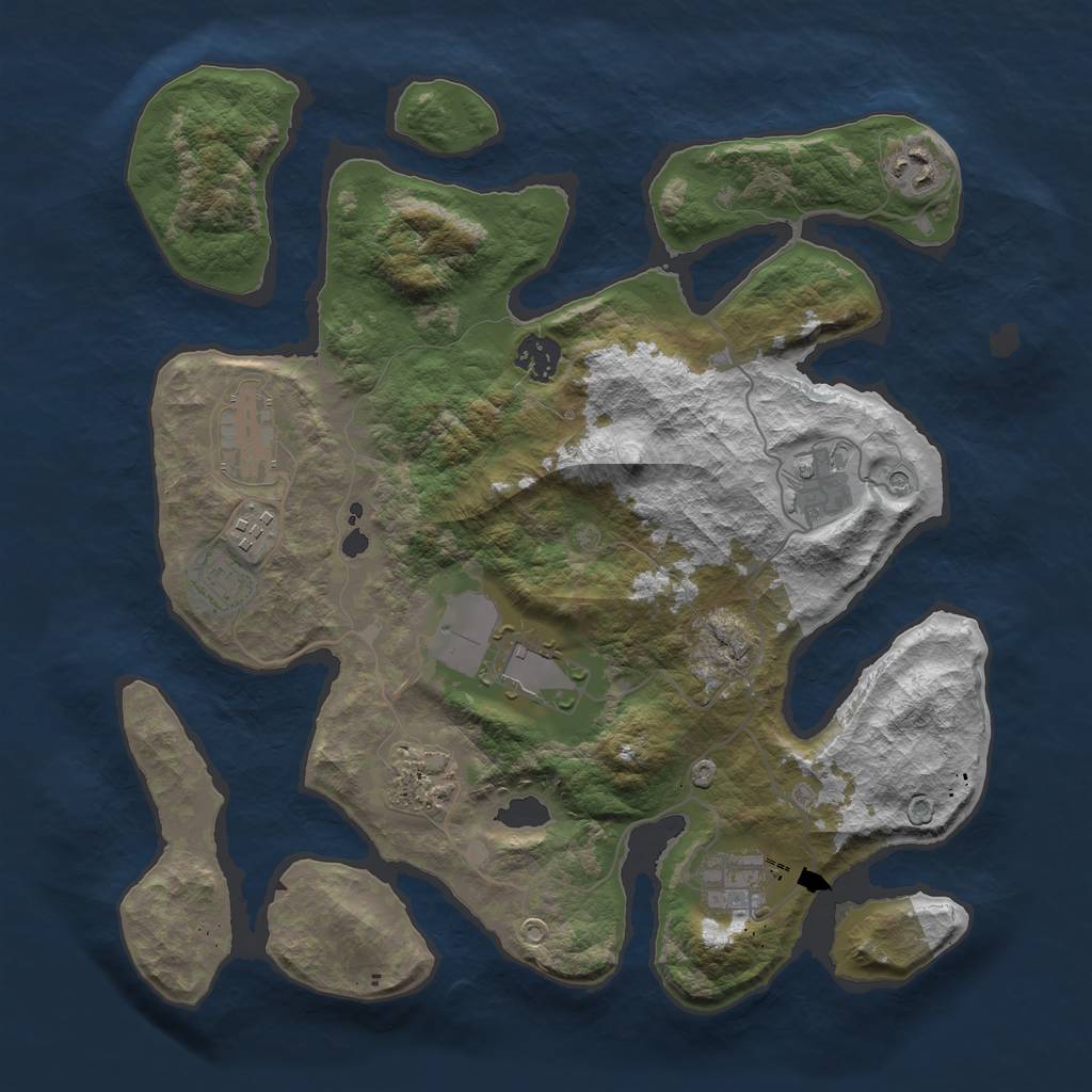 Rust Map: Barren, Size: 3600, Seed: 103345, 12 Monuments
