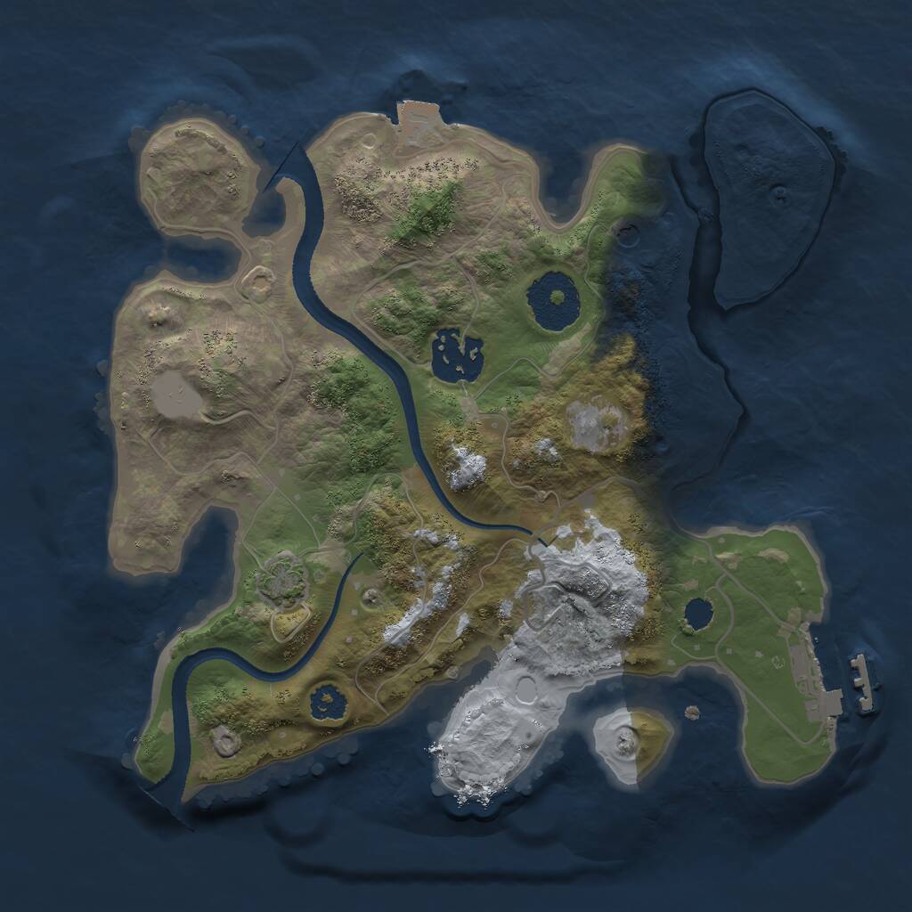 Rust Map: Procedural Map, Size: 2500, Seed: 648580788, 5 Monuments