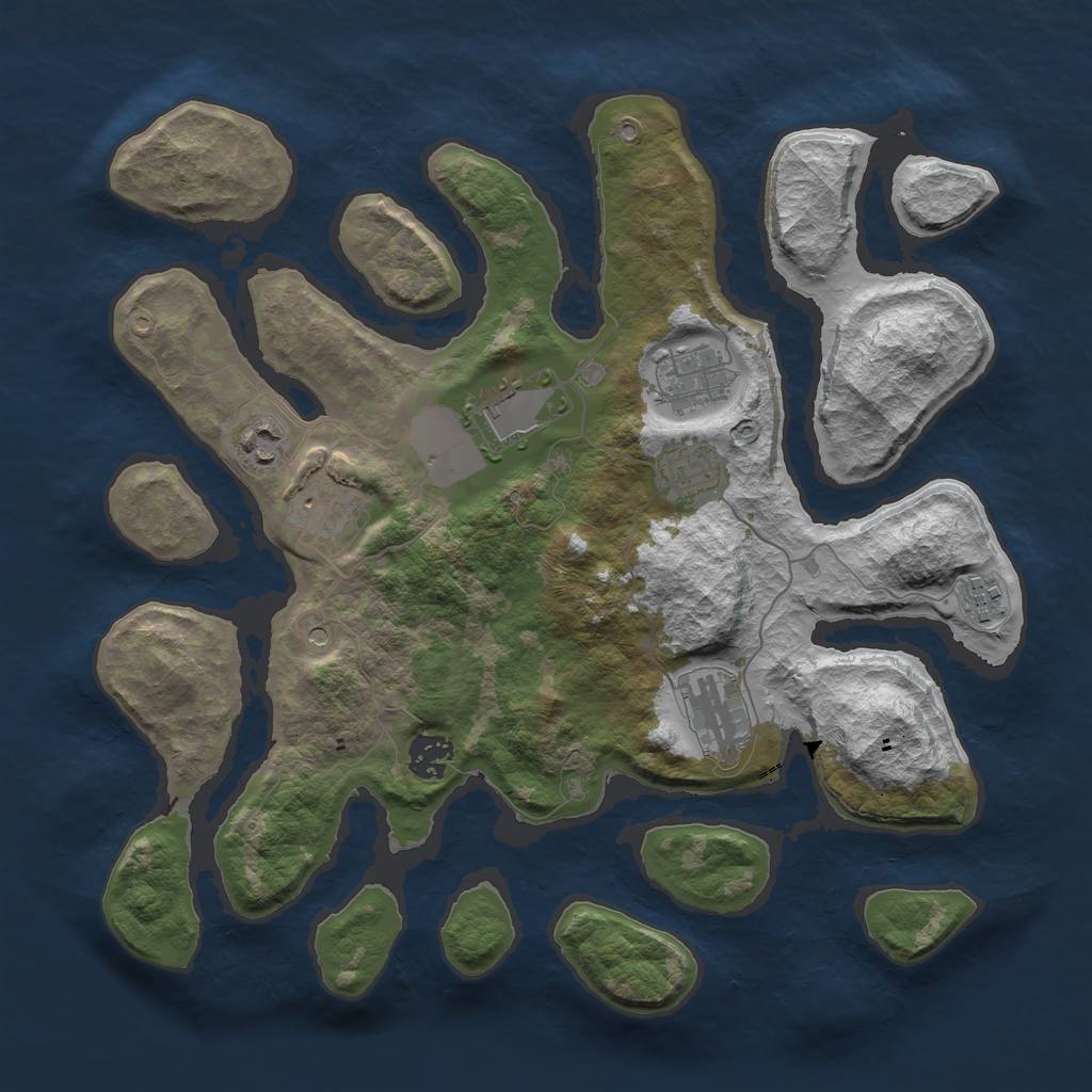 Rust Map: Barren, Size: 3600, Seed: 190198, 11 Monuments