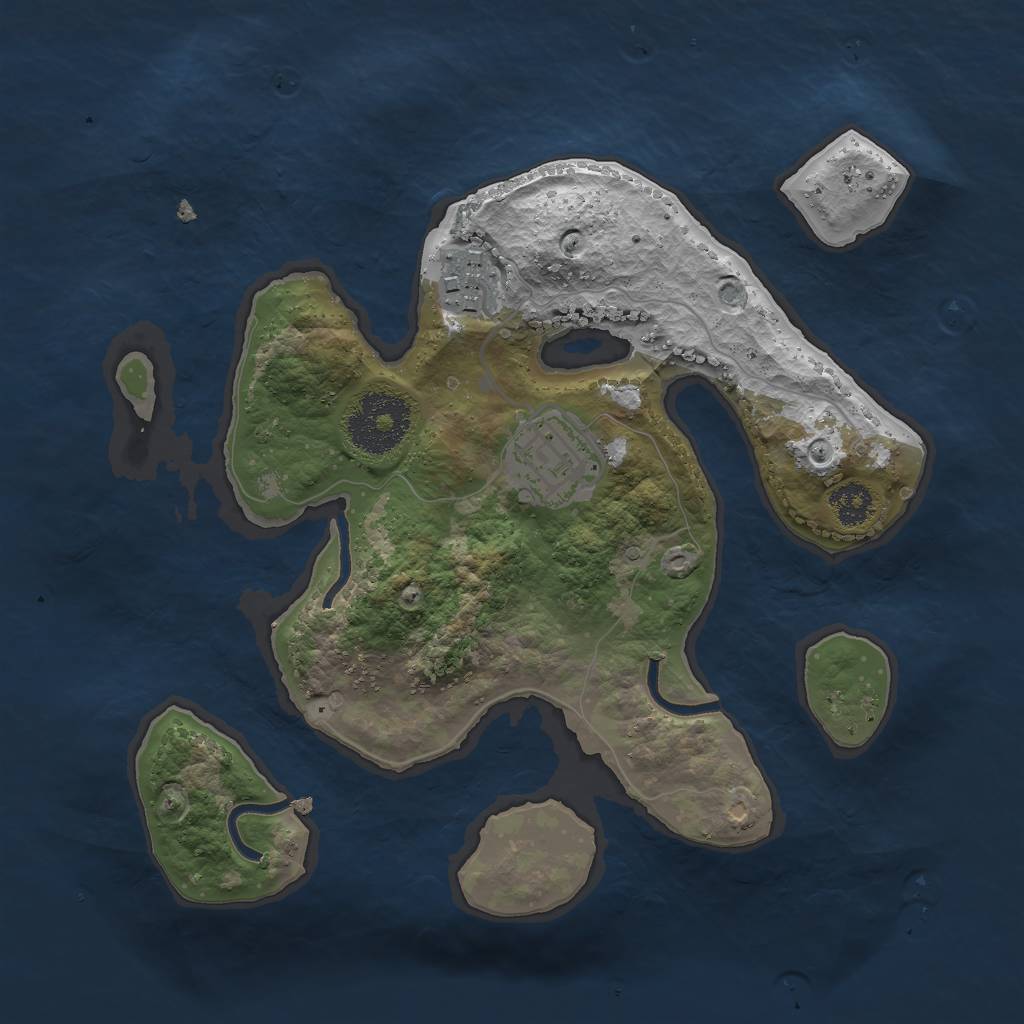 Rust Map: Procedural Map, Size: 2500, Seed: 873403650, 4 Monuments