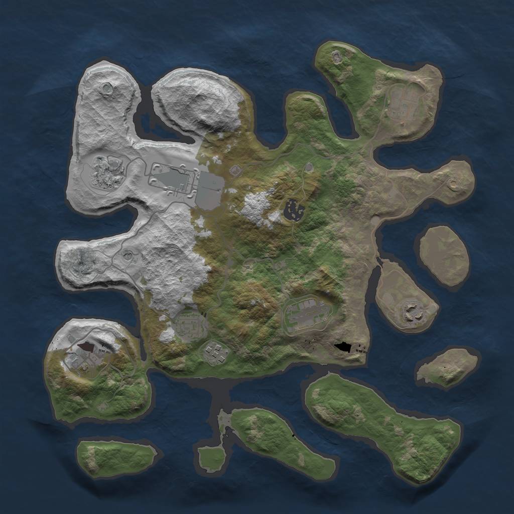 Rust Map: Barren, Size: 3600, Seed: 750462, 12 Monuments