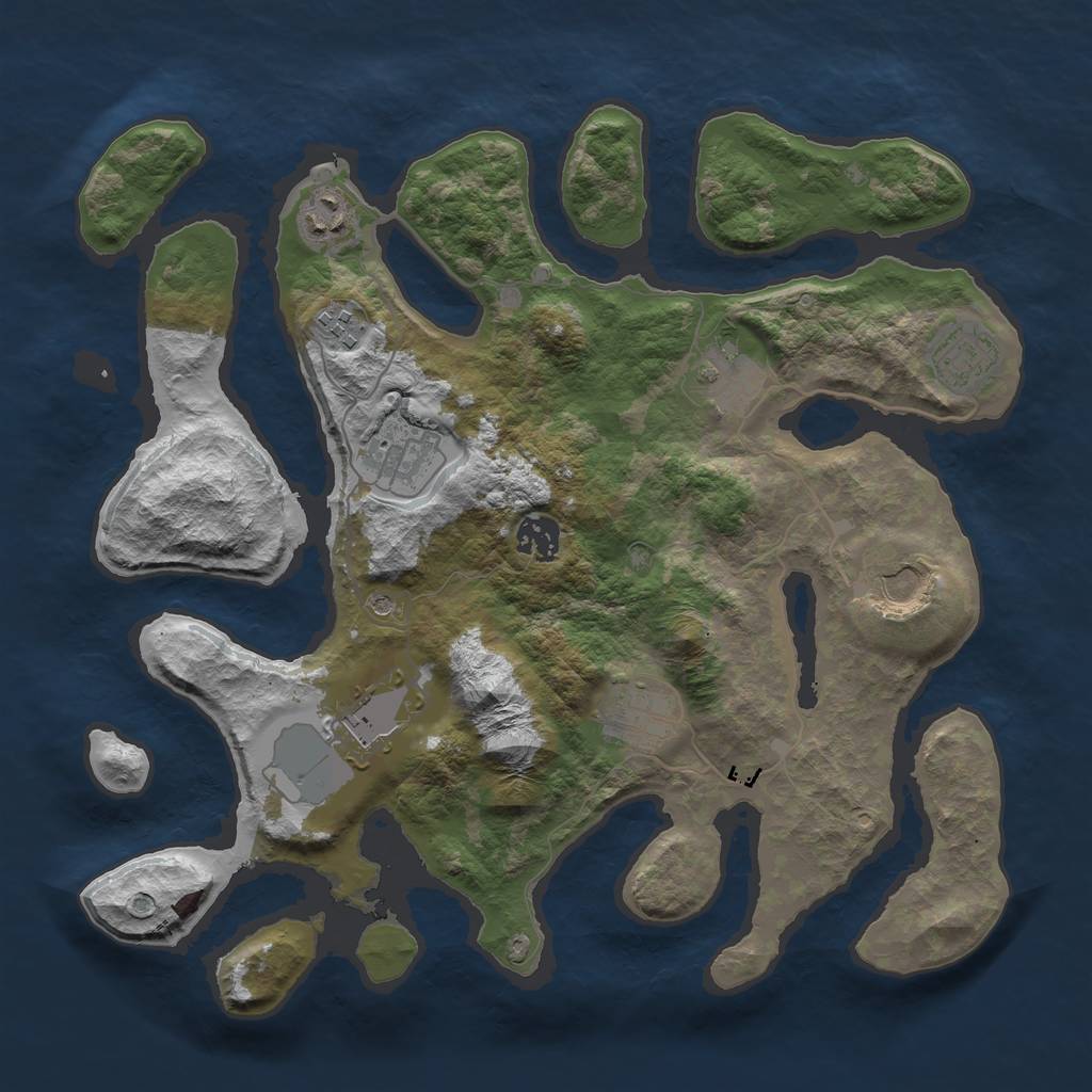 Rust Map: Barren, Size: 3600, Seed: 547714, 12 Monuments