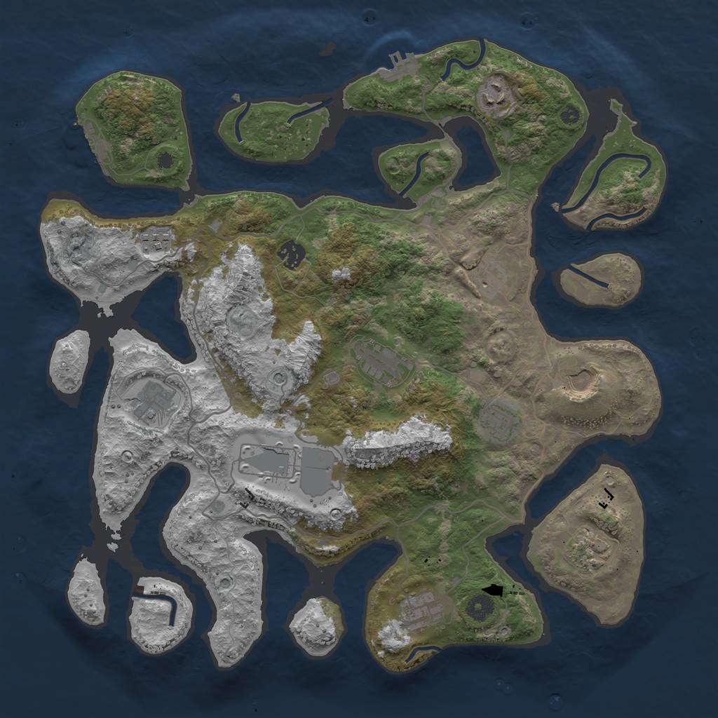 Rust Map: Procedural Map, Size: 4000, Seed: 1193038852, 16 Monuments