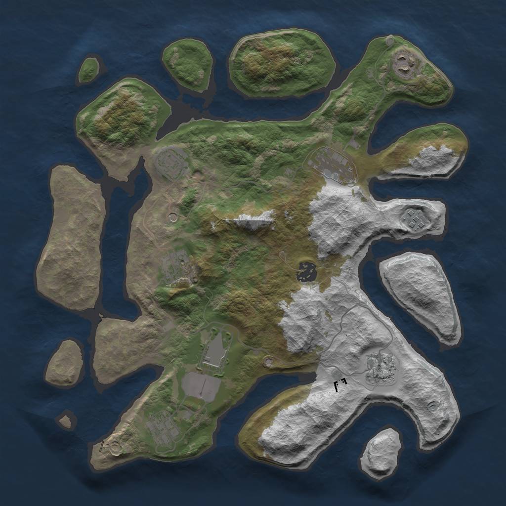 Rust Map: Barren, Size: 3600, Seed: 210206, 12 Monuments