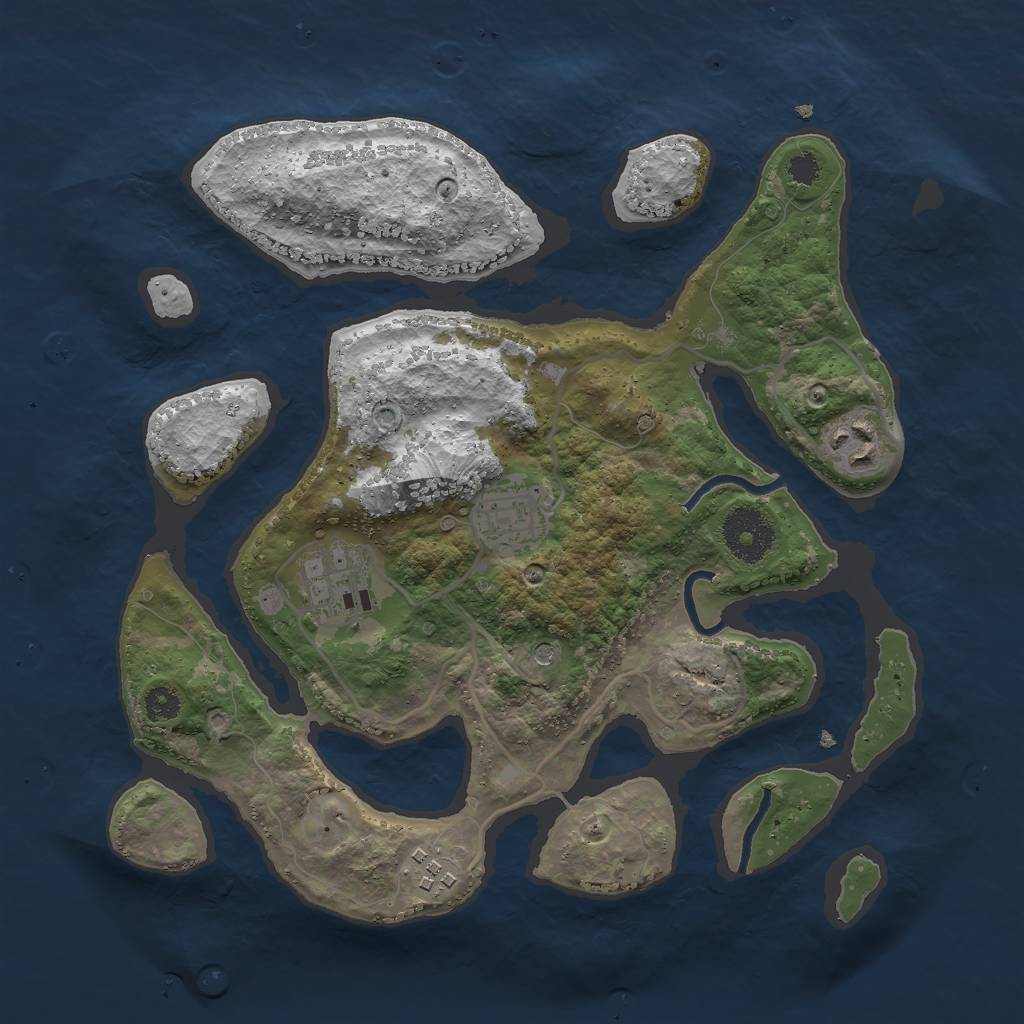 Rust Map: Procedural Map, Size: 3000, Seed: 2419582, 7 Monuments