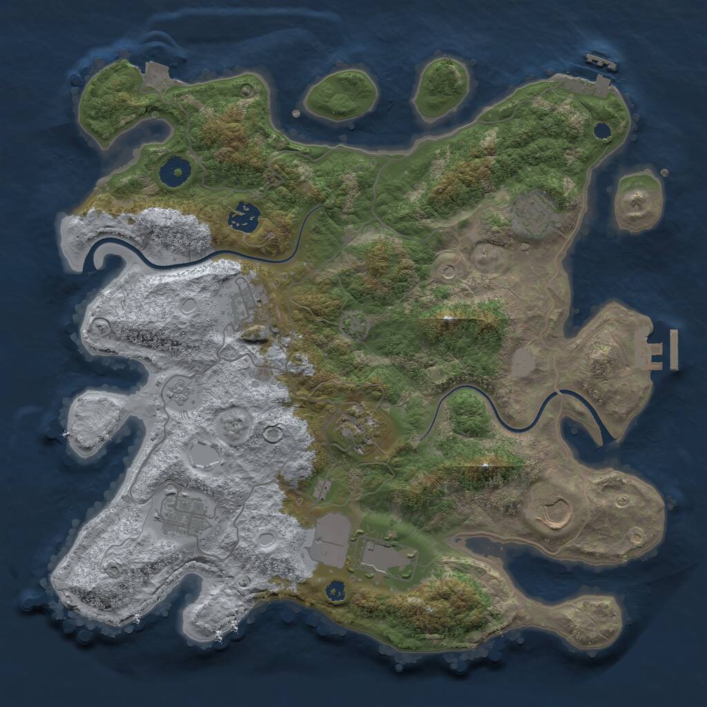 Rust Map: Procedural Map, Size: 3500, Seed: 636509096, 13 Monuments