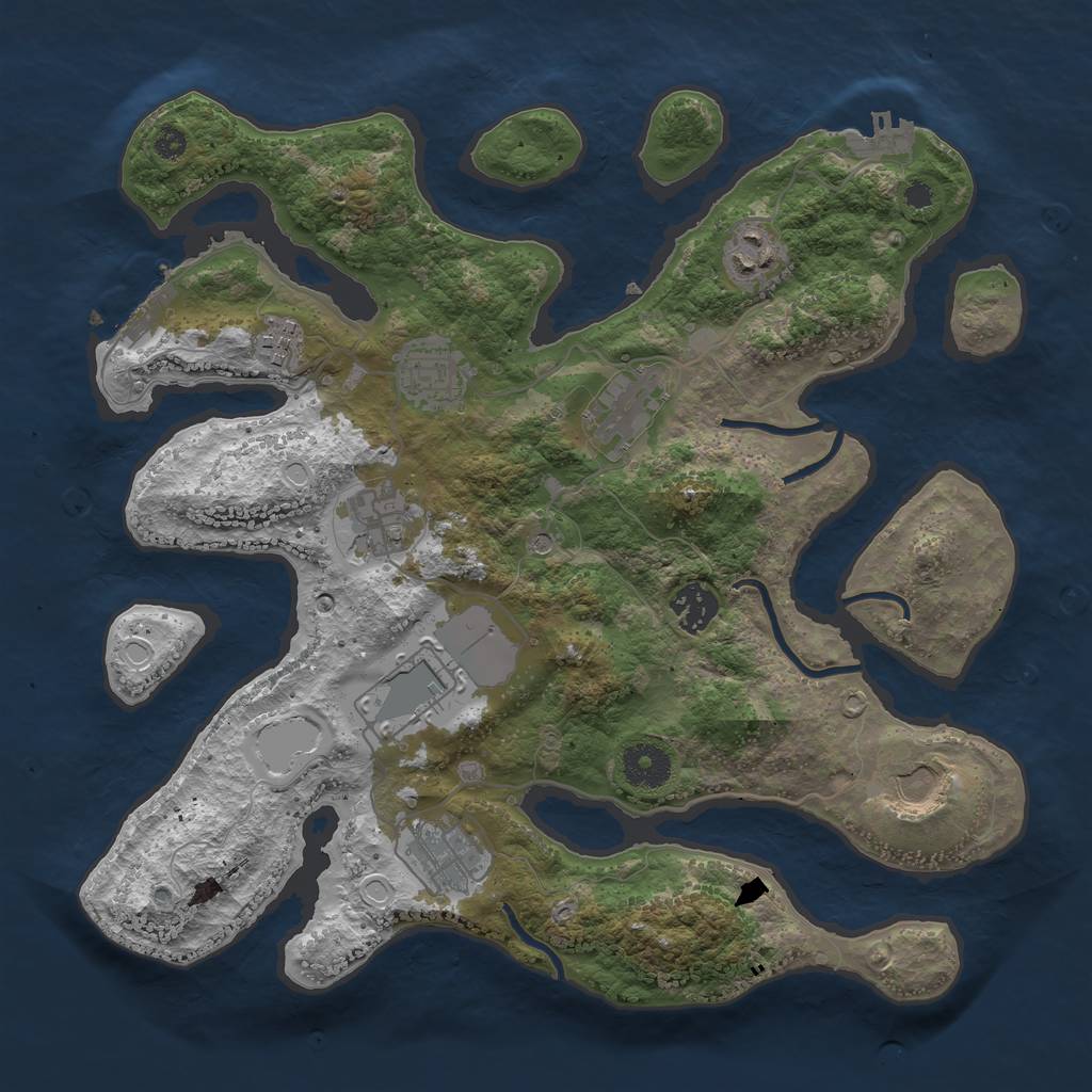 Rust Map: Procedural Map, Size: 3500, Seed: 636509096, 20 Monuments