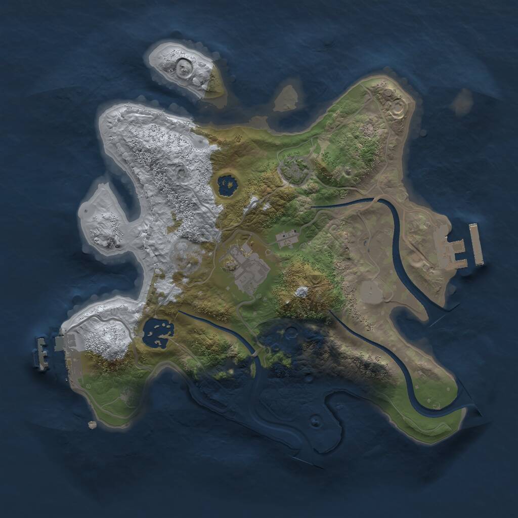 Rust Map: Procedural Map, Size: 2500, Seed: 34568, 7 Monuments