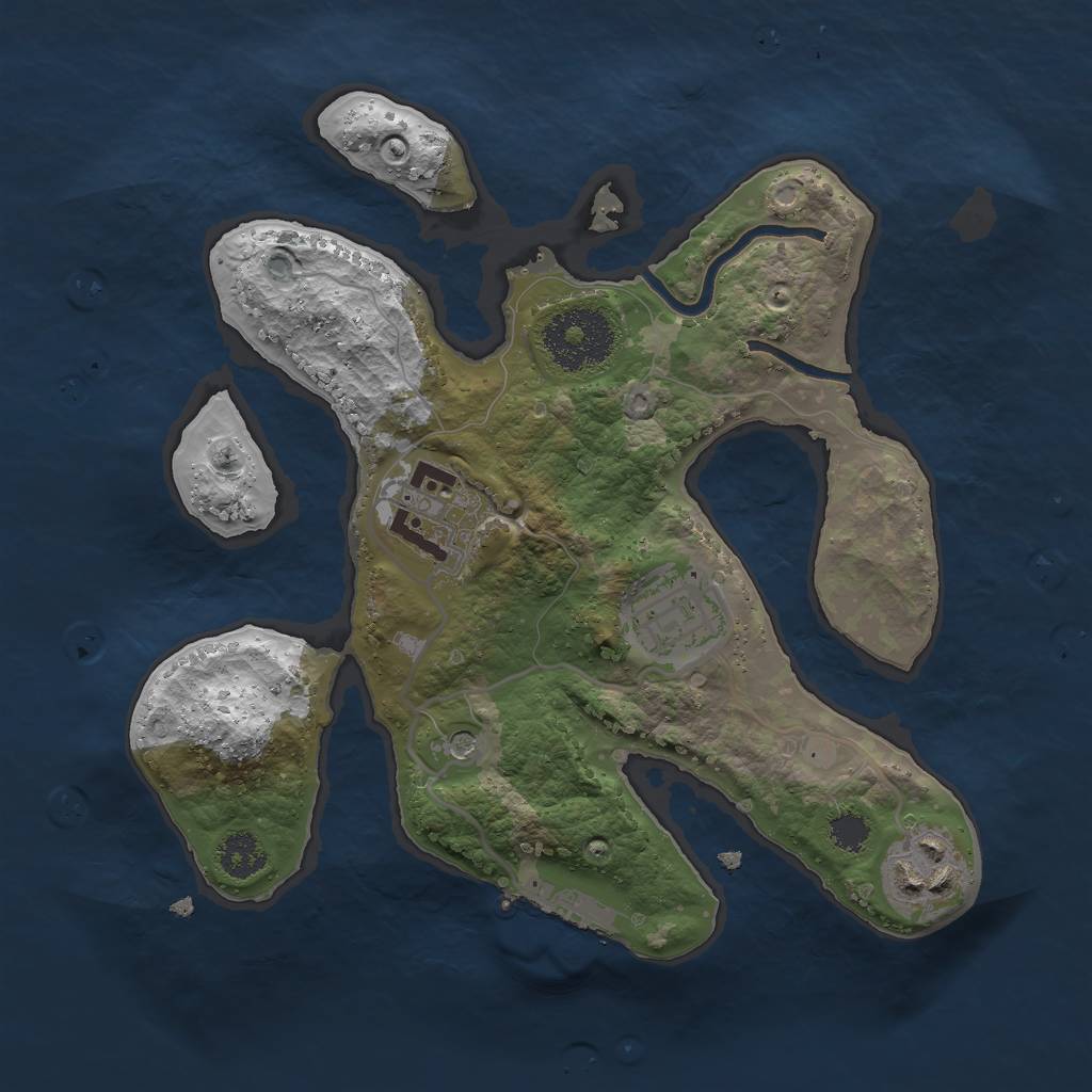 Rust Map: Procedural Map, Size: 2500, Seed: 34568, 7 Monuments