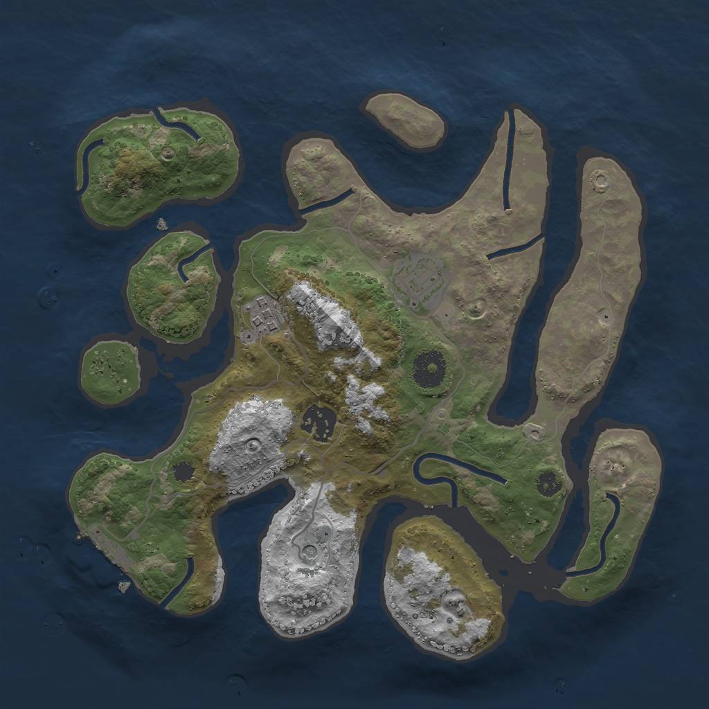 Rust Map: Procedural Map, Size: 3000, Seed: 57617043, 7 Monuments