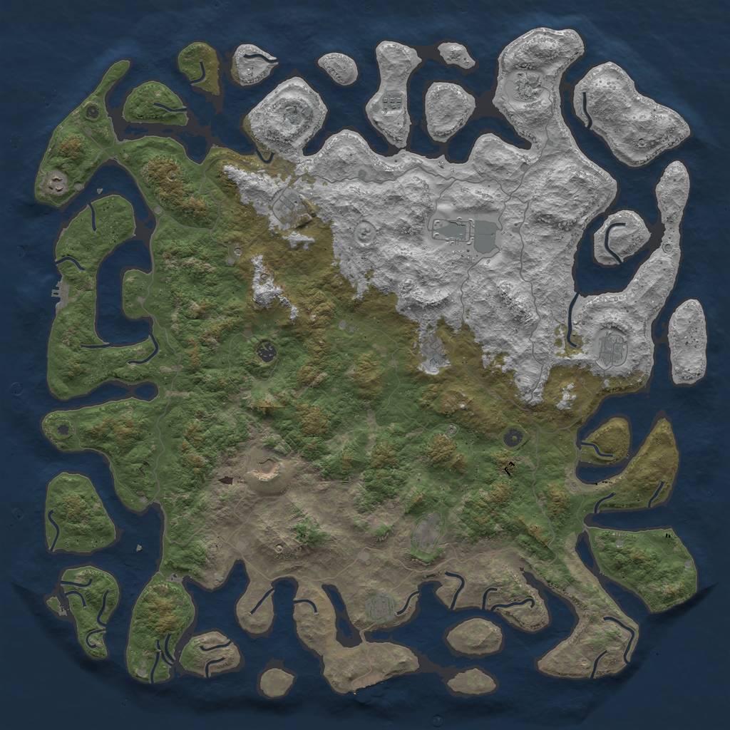 Rust Map: Procedural Map, Size: 6000, Seed: 83457, 16 Monuments