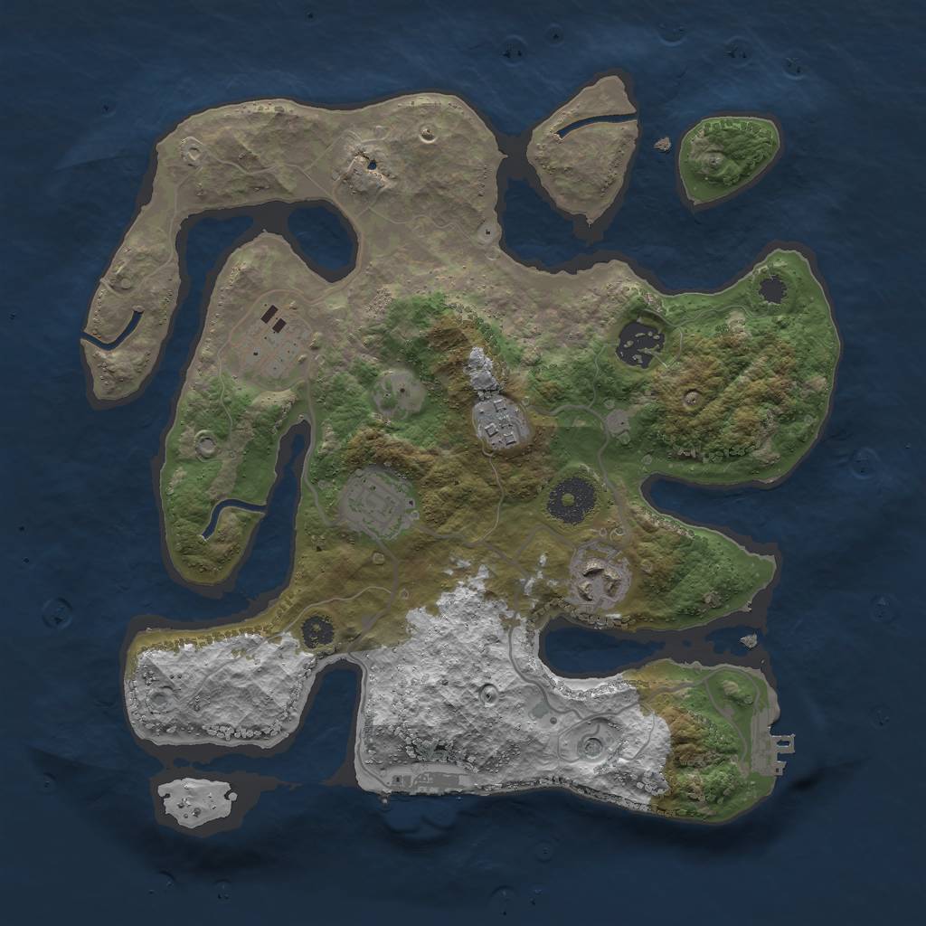 Rust Map: Procedural Map, Size: 3000, Seed: 987878, 10 Monuments