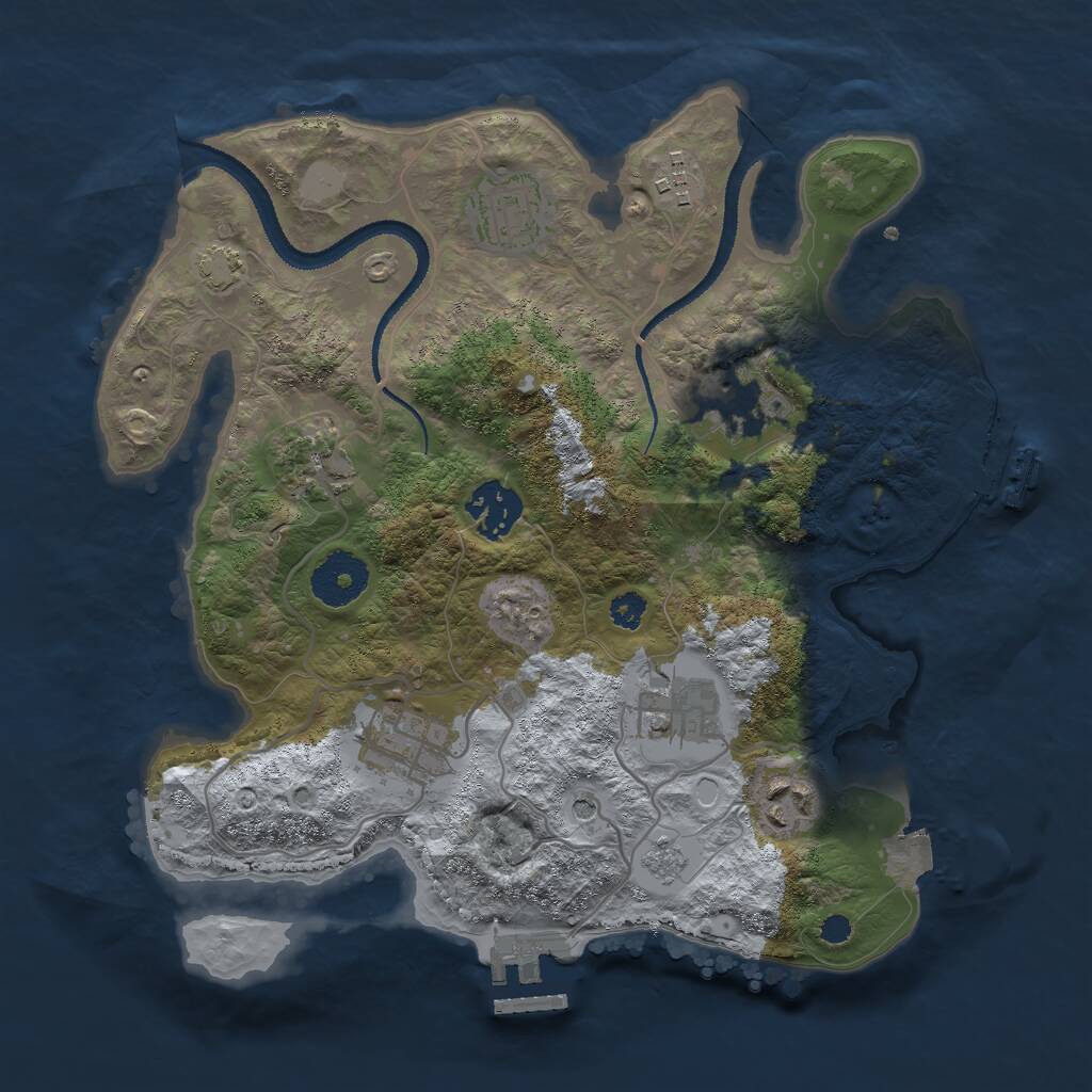 Rust Map: Procedural Map, Size: 3000, Seed: 987878, 14 Monuments