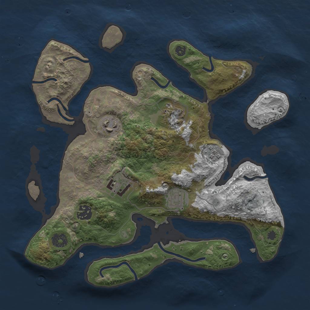 Rust Map: Procedural Map, Size: 3000, Seed: 5691, 8 Monuments