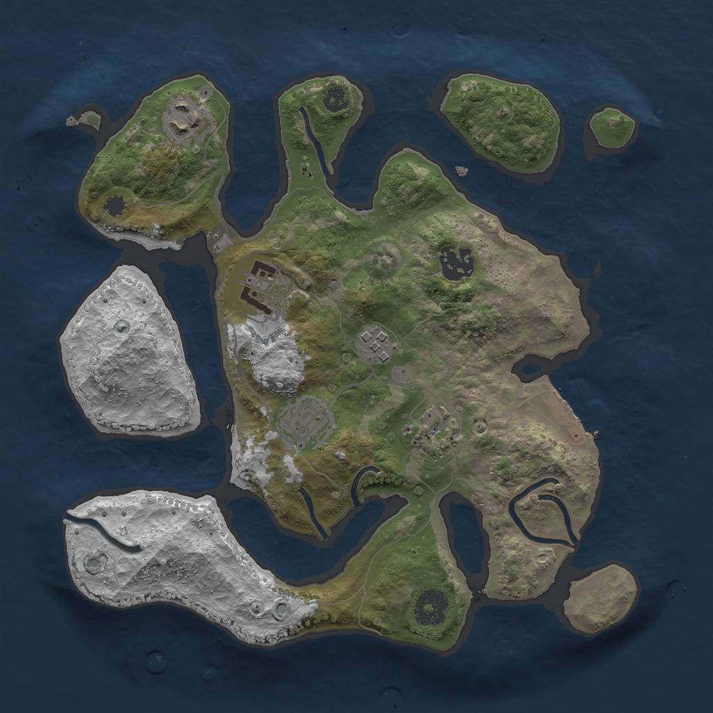 Rust Map: Procedural Map, Size: 3000, Seed: 2421260, 9 Monuments