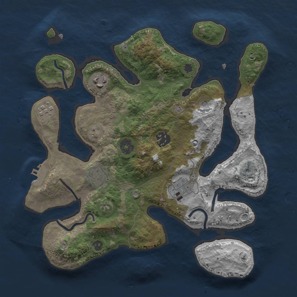 Rust Map: Procedural Map, Size: 3000, Seed: 1981384206, 9 Monuments