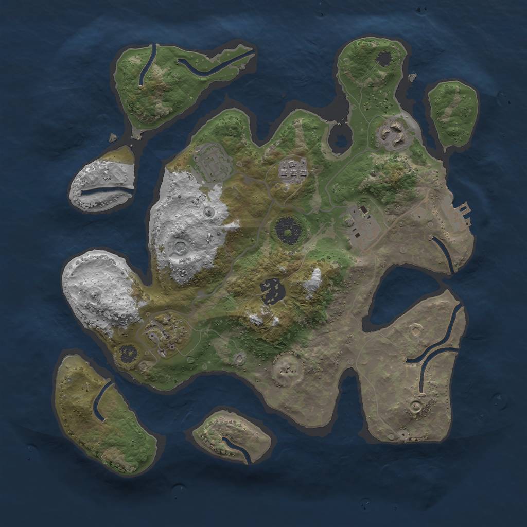 Rust Map: Procedural Map, Size: 3000, Seed: 2421269, 10 Monuments